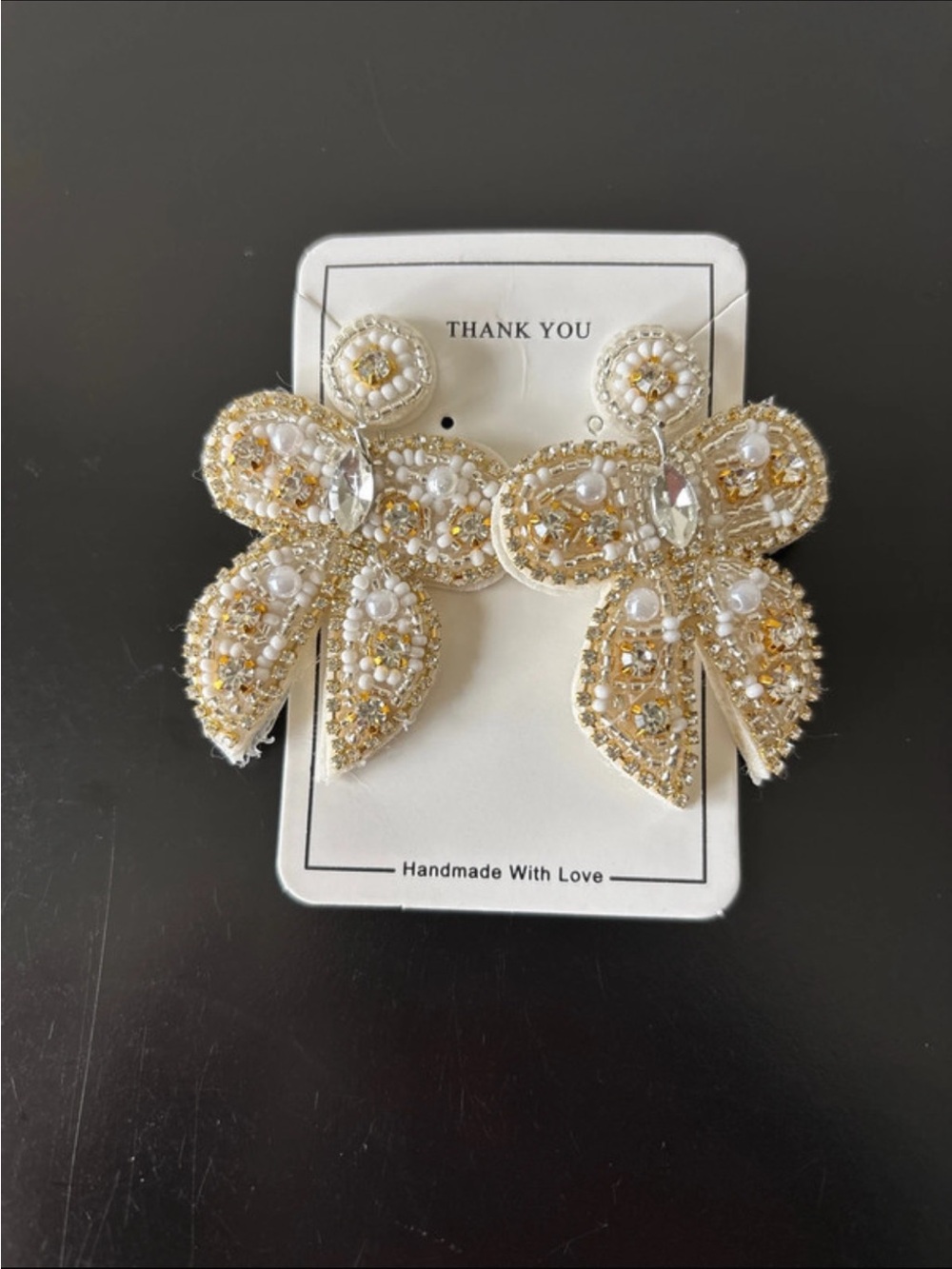NWT seed bead bow earrings